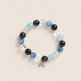 Blue and black bead bracelet with clear spacers and star charm