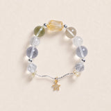 Beaded energy bracelet with translucent stones and small gold star charm