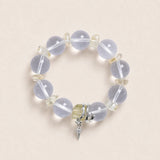 Light purple stone beaded bracelet with silver cross charm